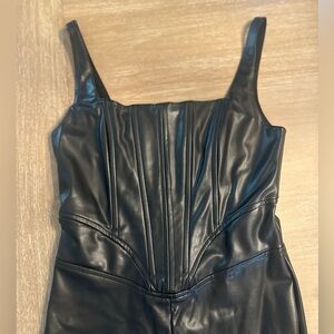 Jumpsuit Black Faux Leather Bustier forever21 Size Small